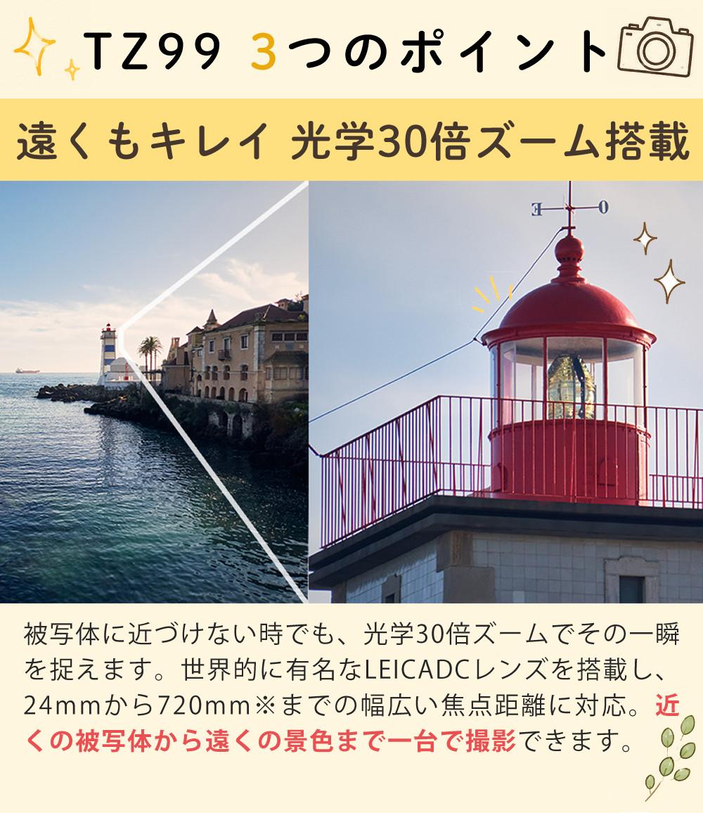 パナソニック ルミックス コンパクトデジタルカメラ TZ99 ブラック ホワイト Panasonic LUMIX DC-TZ99 （SD64GBセット）