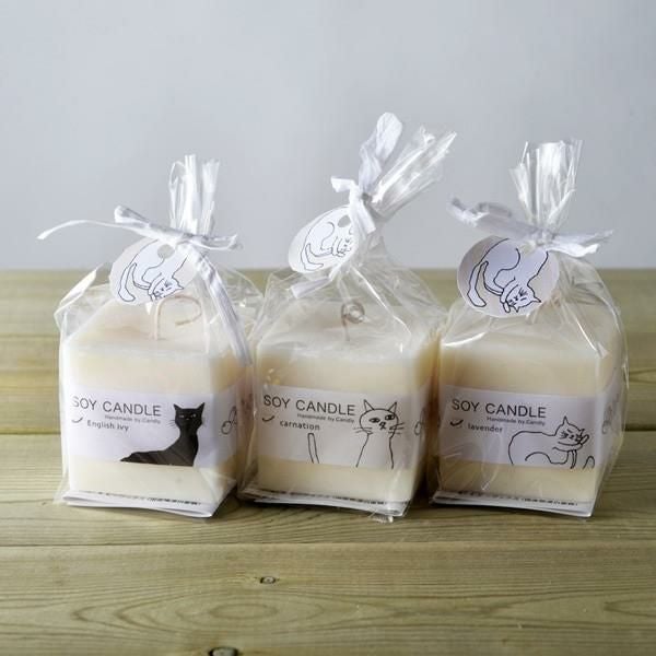 Candly キャンドリー SOY CANDL ソイキャンドル （キューブ） ハンドメイド カーネーション イングリッシュアイビー ラベンダー