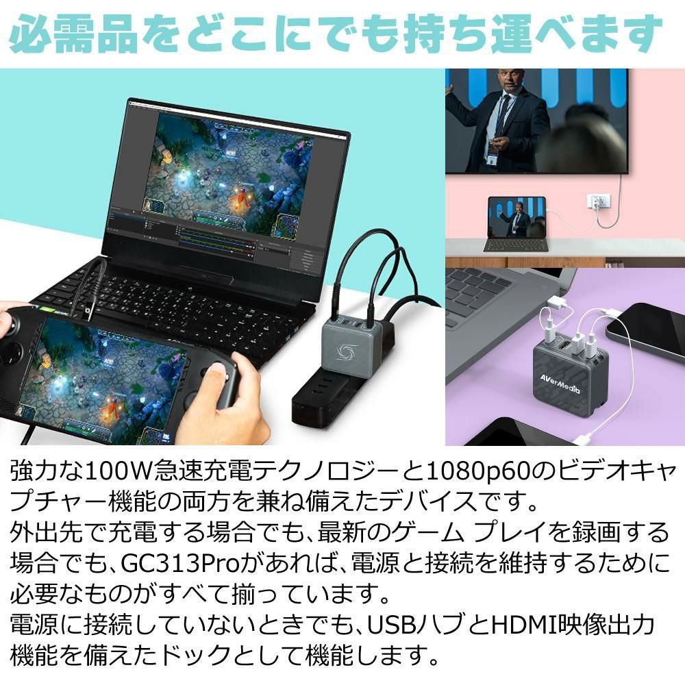 アバーメディア ライブジェネレータポケット AVerMedia LIVE GENERATOR POCKET GC313PWH 外付キャプチャー 充電器