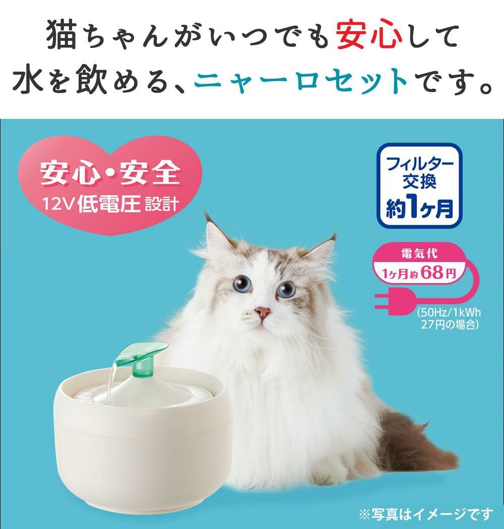 GEX 猫用 給水器 ピュアクリスタル ニャーロ 1L + 交換フィルター + お