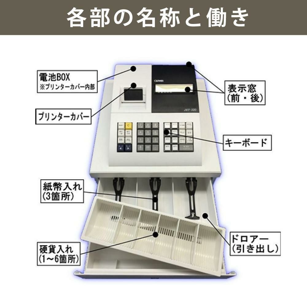 ⭐️美品⭐️ CLOVER JET-320R レジスター 鍵付 動作品 レジスター クローバー電子 JET320R JET-320R（ラッピング不可）（熨斗