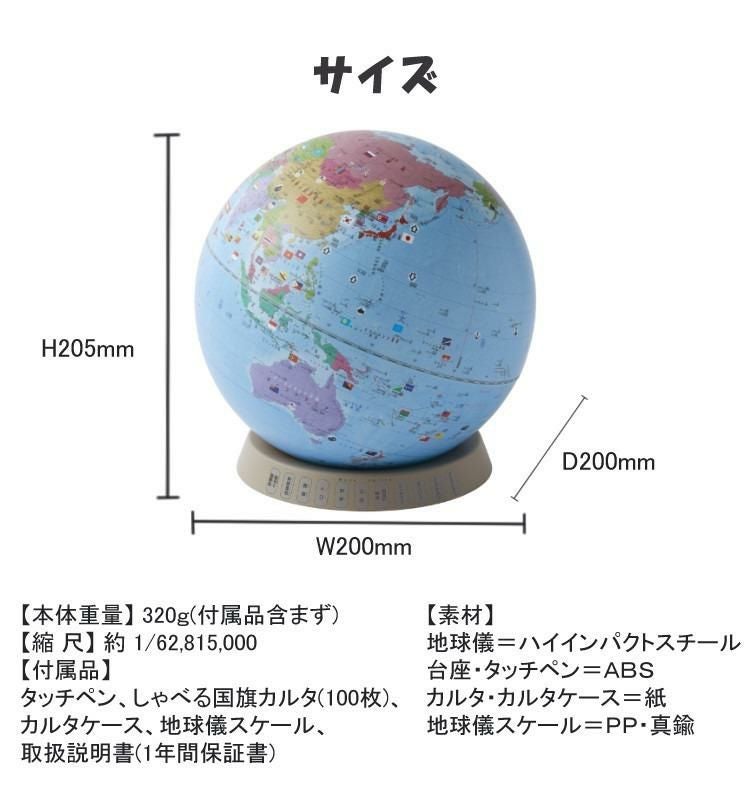 レイメイ藤井 しゃべる国旗付地球儀＆カルタ タッチミー OYV1138