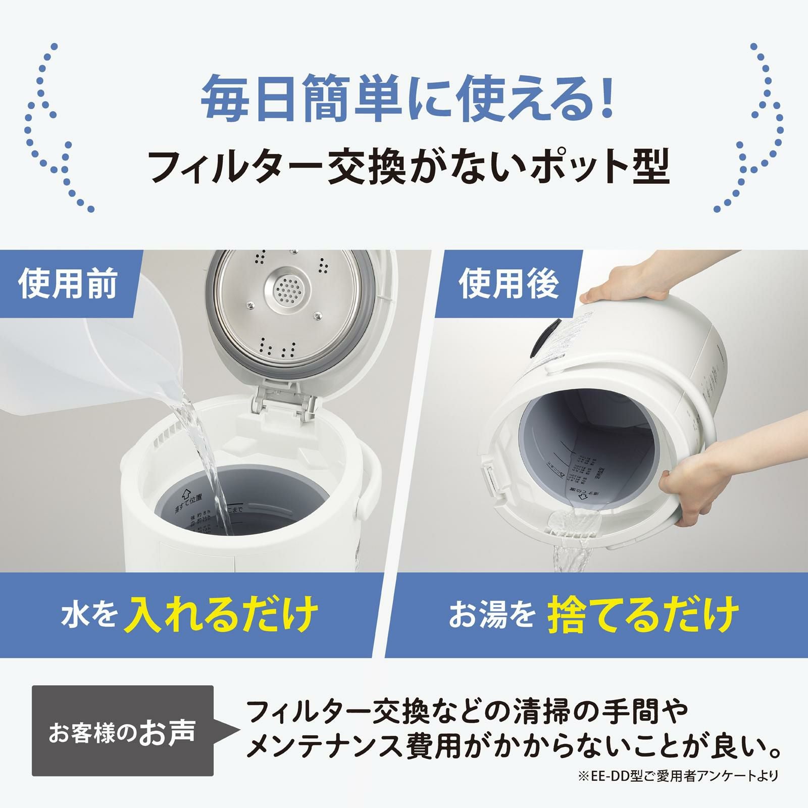 加湿器 象印 スチーム式加湿器 3.0L EE-RU50 WA ホワイト 2025年モデル