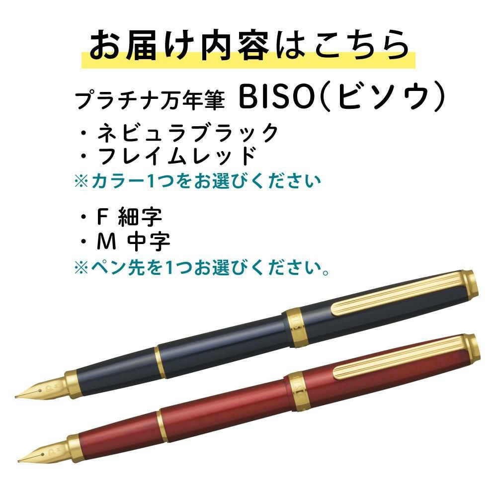 プラチナ万年筆 BISO PTL-15000 ネビュラブラック フレイムレッド 細字