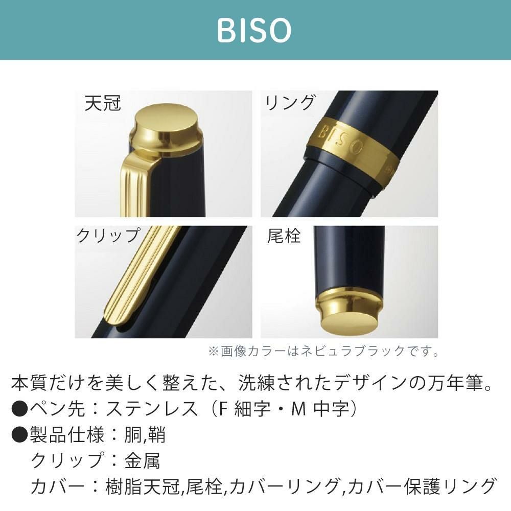 プラチナ万年筆 BISO PTL-15000 ネビュラブラック フレイムレッド 細字