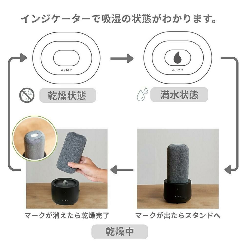 AiMY 除湿機 コードレスコンパクト除湿器 AIM-DH01（GY） | ホーム