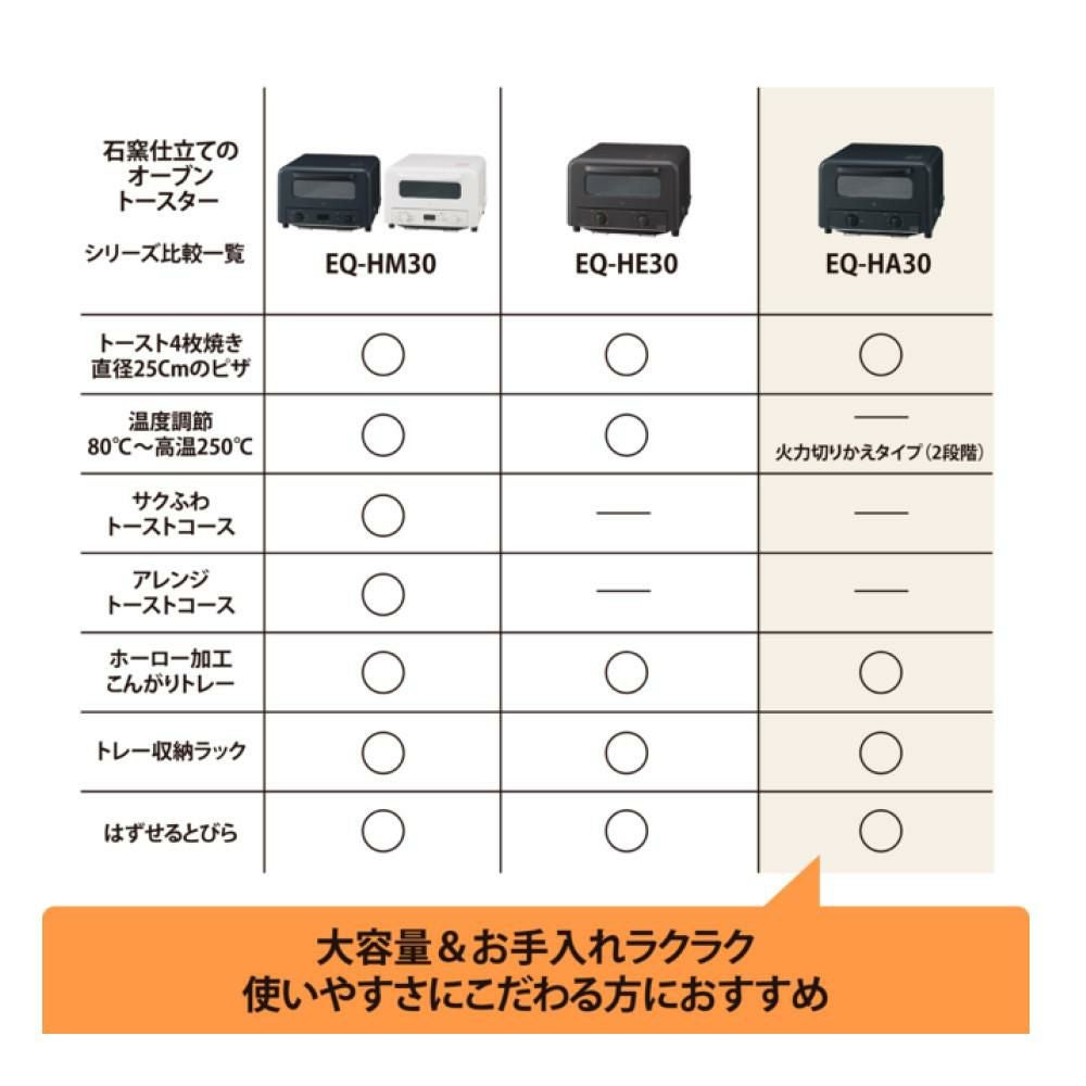 オーブントースター 象印 4枚焼き EQ-HA30-BA ブラック 温度2段階切替