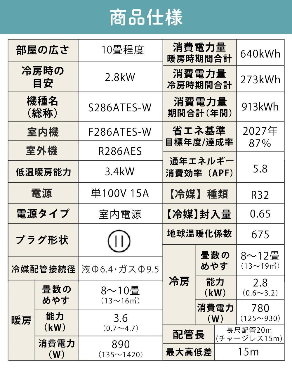ダイキン エアコン 10畳 Eシリーズ 2026年 S286ATES-W (F286ATES-W+