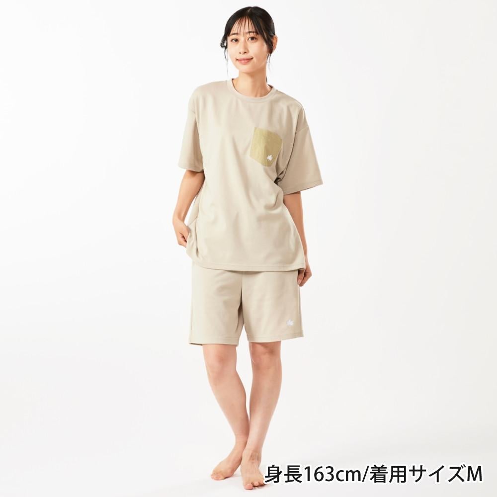 ロゴス リカバリーウェア 半袖 上下セット Tシャツ ショーツ ベージュ