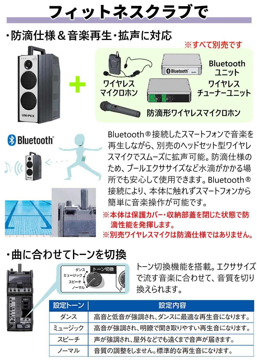 UNI-PEX ワイヤレスアンプ 防滴形 Bluetooth IPX4 屋外対応 WA-372B
