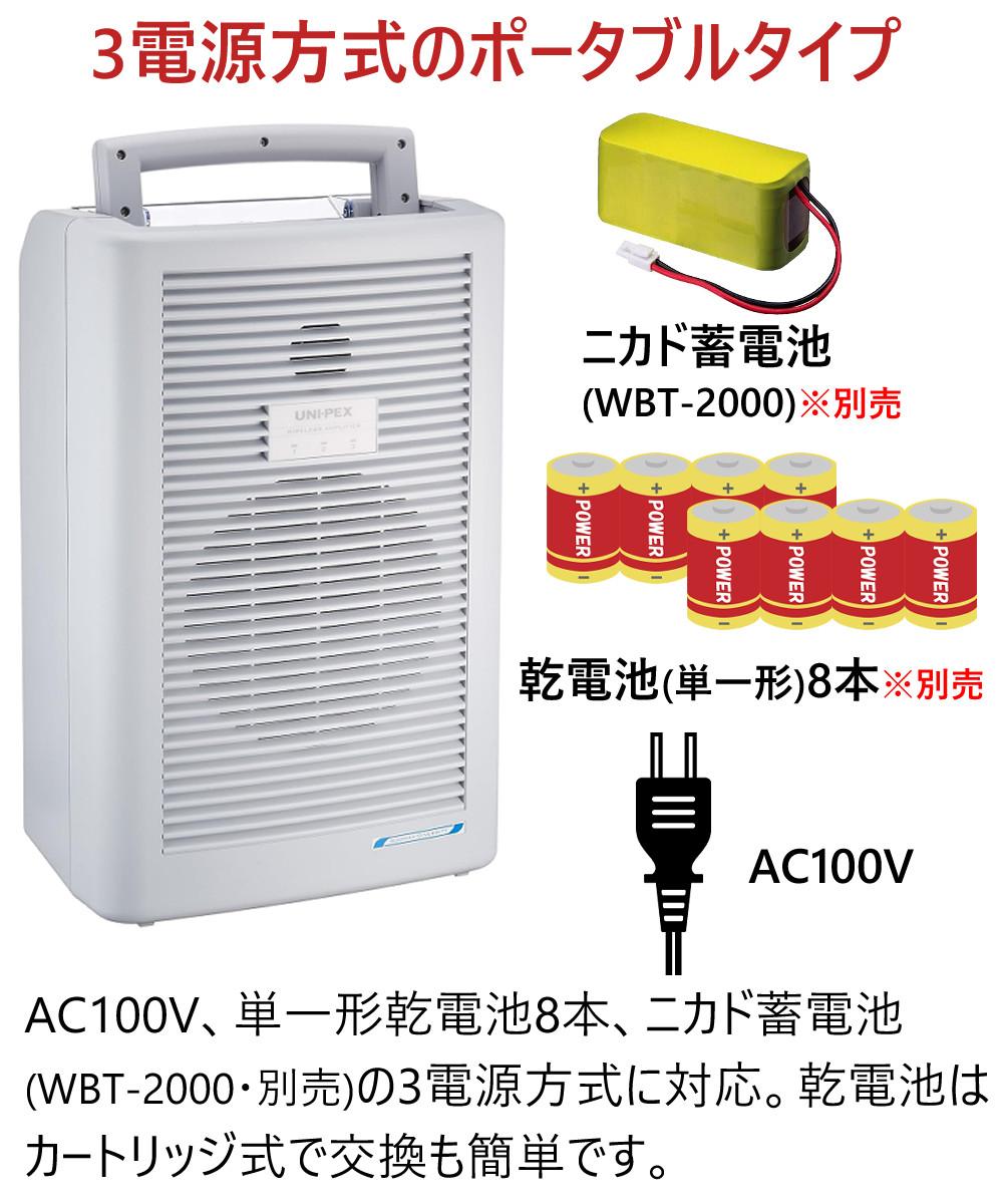 ユニペックス ワイヤレスアンプ ポータブル 拡声器 高音質 800MHz対応
