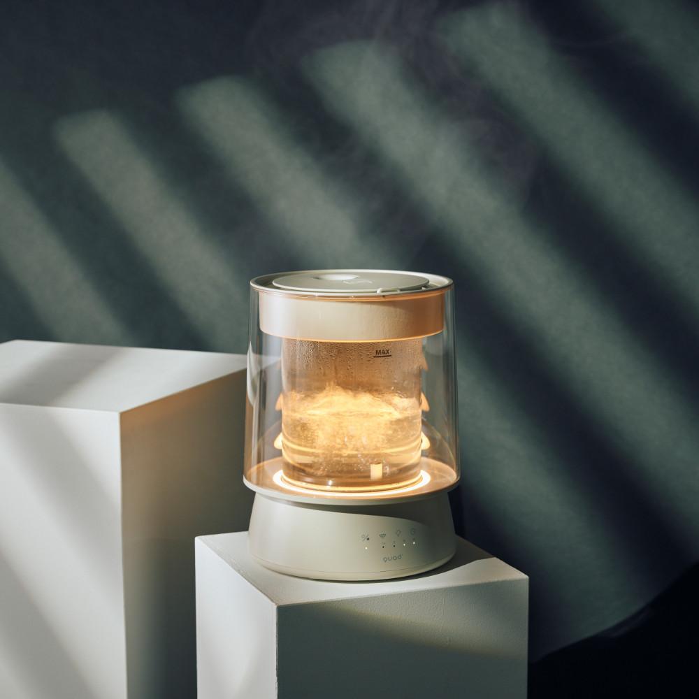 QUADS 加湿器 ガラス スチーム 加湿器 GLASS グラス QS649 アイボリー